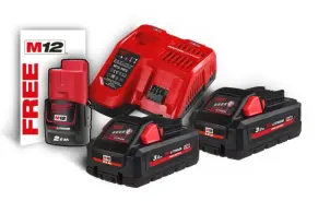 Энергокомплект Li-Ion MILWAUKEE, M18 HNRG-302 (зарядное устройство M12-18FC, 2 аккумулятора М18 HВ3 3Ач, картонная упаковка) + акум №1