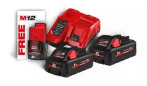 Энергокомплект Li-Ion MILWAUKEE, M18 HNRG-302 (зарядное устройство M12-18FC, 2 аккумулятора М18 HВ3 3Ач, картонная упаковка) + акум №2