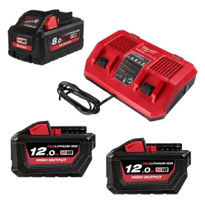 Енергокомплект Li-Ion MILWAUKEE, M18 HNRGO1-823 (зарядний пристрій M18 DFC, 1 акумулятор М18 НВ8 8Аг, 2 акумулятори М18 НВ12 12А №1
