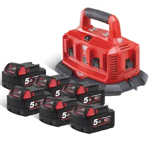 Енергокомплект Li-Ion MILWAUKEE, M18 NRG-506 (зарядний пристрій M1418 C6, 6 акумуляторів М18 В5 5Аг) №1