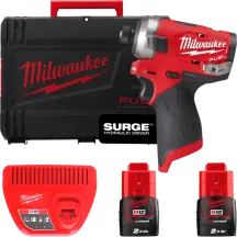Шуруповерт ударний гідравлічний акумуляторний безщітковий 1/4'' HEX MILWAUKEE, M12 FQID-202X, 50Нм (зарядний пристрій С12 С, 2 а