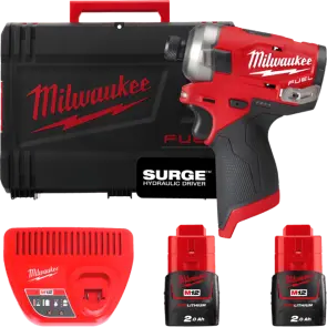 Шуруповерт ударний гідравлічний акумуляторний безщітковий 1/4'' HEX MILWAUKEE, M12 FQID-202X, 50Нм (зарядний пристрій С12 С, 2 а №1