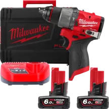 Дриль-шуруповерт з ударом акумуляторний безщітковий MILWAUKEE, M12 FPD2-602X, 45Нм (зарядний пристрій С12 С, 2 акумулятори М12 В