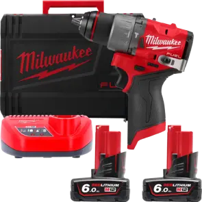Дриль-шуруповерт з ударом акумуляторний безщітковий MILWAUKEE, M12 FPD2-602X, 45Нм (зарядний пристрій С12 С, 2 акумулятори М12 В №1
