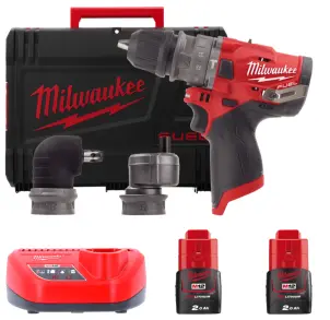 Дрель-шуруповерт с ударом аккумуляторная бесщеточная MILWAUKEE, M12 FPDXKIT-202X, 37Нм (зарядное устройство С12 С, 2 аккумулятора М1 №1