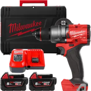Дриль-шуруповерт акумуляторний безщітковий MILWAUKEE, M18 FDD3-502X, 158Нм (зарядний пристрій М12-18 FC, 2 акумулятори М18 В5 5А №1