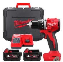 Дрель-шуруповерт с ударом аккумуляторная бесщеточная MILWAUKEE, М18 BLPDRC-402С, 60,5Нм (зарядное устройство М12-18 С, 2 аккумулятор
