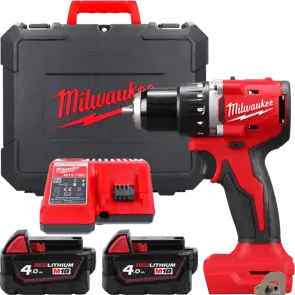 Дриль-шуруповерт акумуляторний безщітковий MILWAUKEE, M18 BLDDRC-402C, 60,5Нм (зарядний пристрій М12-18 С, 2 акумулятори М18 В4 №1