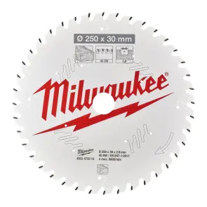 Диск пиляльний по дереву для торцювальних пил PFTE MILWAUKEE, діаметр 250х30х2,8мм, 40 зуб. №2