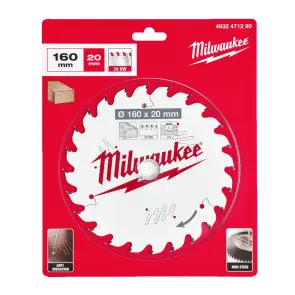 Диск пильный по дереву PFTE MILWAUKEE, диаметр 160х20х2,2мм, 24 зуб. №1