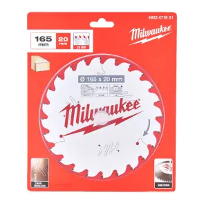 Диск пильный по дереву PFTE THIN KERF MILWAUKEE, диаметр 165х20х1,6мм, 24 зуб. №1
