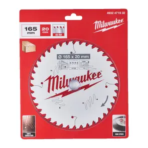 Диск пильный по дереву PFTE THIN KERF MILWAUKEE, диаметр 165х20х1,6мм, 40 зуб. №1