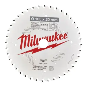 Диск пильный по дереву PFTE THIN KERF MILWAUKEE, диаметр 165х20х1,6мм, 40 зуб. №2