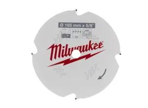 Диск пиляльний по фіброцементу PFTE MILWAUKEE, діаметр 165х5/8х1,8мм, 4 зуб. №1