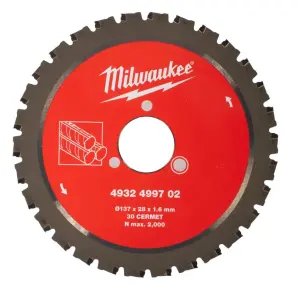 Диск пильный по металлу MILWAUKEE для резака арматуры диаметр 137x28x1,6мм, 30зуб №1