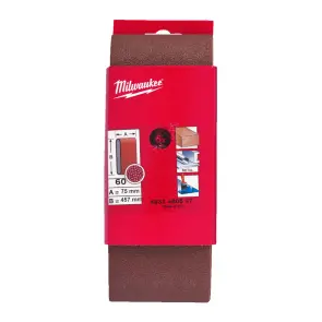 Лента шлифовальная MILWAUKEE, 75х457мм, зерно 60 (5шт) №1