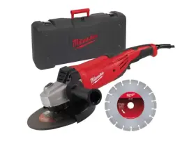 Шлифмашина угловая MILWAUKEE, AG 22-230 E DSET, 2200Вт, диаметр 230мм (алмазный диск, защитный кожух, боковая рукоять, опорная и пр.)