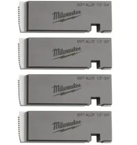 Плашки для нарезки резьбы MILWAUKEE, PTR2D 1/2'' - 3/4'' BSPT ALLOY (4шт) для MXF PTR2 №1