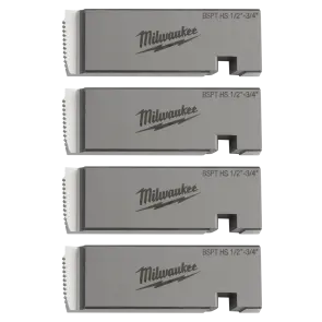 Плашки для нарізання різблення MILWAUKEE, PTR2D 1/2'' - 3/4'' BSPT HS (4шт) для MXF PTR2 №1