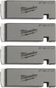 Плашки для нарізання різблення MILWAUKEE, PTR2D 1/2'' - 3/4'' BSPT NPT HSS (4шт) для MXF PTR2 №1
