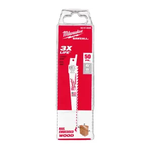 Полотно для шабельних пил FANG TIP THIN KERF MILWAUKEE, 150х5,0мм, (50шт), (деревина з цвяхами) №1