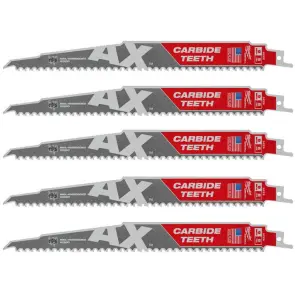 Полотно для шабельних пил AX CARBIDE MILWAUKEE, 230х5мм, (5шт), (деревина з цвяхами) №1