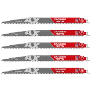 Полотно для сабельных пил AX CARBIDE MILWAUKEE, 300х5мм, (5шт), (древесина с гвоздями) №1