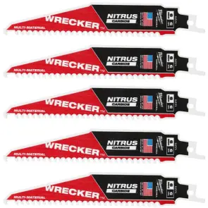 Полотно для шабельних пил WRECKER CARBIDE NITRUS MILWAUKEE, 150х4,2мм, (5шт), (мультіматеріал) №1