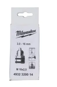 Патрон ключовий з ключем MILWAUKEE, 3-16мм М18х2,5 №2