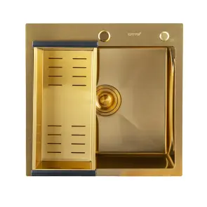 Кухонна мийка GAPPO GS5050-3 інтегрована, 500x500 мм, нержавіюча сталь, PVD, золото №1