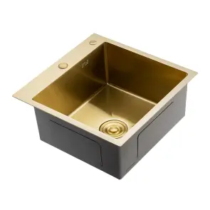 Кухонна мийка GAPPO GS5050-3 інтегрована, 500x500 мм, нержавіюча сталь, PVD, золото №3