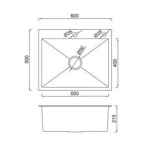 Кухонная мойка GAPPO GS6050-3 накладная 600x500 мм, нержавеющая сталь, золото №6