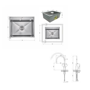 Акційний набір Lidz: мийка H6050H інтегрована Decor Honeycomb 2,5/0,5 мм LDH6050DEC48370 + Змішувач Aria для кухні з гнучким виливом (k35) Grey №2