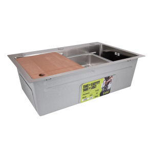 Акционный набор Lidz: мойка H6845 Brushed 3,0/1,0 мм + Смеситель Aria для кухни с гибким изливом (k35) Grey №4