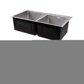 Акційний набір Lidz: мийка з двома чашами інтегрована Brushed Steel 3,0/1,0 мм + Змішувач Aria для кухні з гнучким виливом (k35) Grey №4