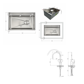 Акционный набор Lidz: мойка H6845 Decor 3,0/1,0 мм + Смеситель Aria для кухни с гибким изливом (k35) Grey №2