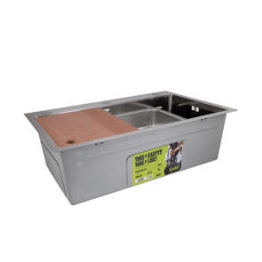 Акционный набор Lidz: мойка H6845 Decor 3,0/1,0 мм + Смеситель Aria для кухни с гибким изливом (k35) Grey №4