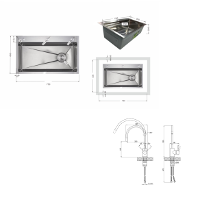 Акционный набор Lidz: мойка H7545 интегрированная Decor Honeycomb 3,0/1,0 мм LDH7545DEC48372 + Смеситель Aria для кухни с гибким изливом (k35) Grey №2