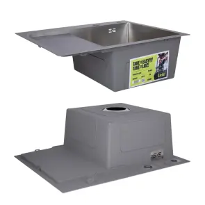 Акційний набір Lidz: мийка H6350L інтегрована крило зліва Brushed Steel 3,0/1,0 мм + Змішувач Aria для кухні з гнучким виливом (k35) Grey №4