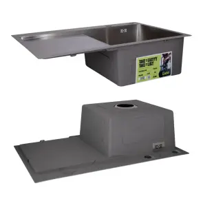 Акційний набір Lidz: мийка H7849L інтегрована крило зліва Brushed Steel 3,0/1,0 мм + Змішувач Aria для кухні з гнучким виливом (k35) Grey №4