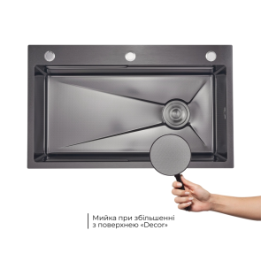 Акційний набір Lidz: мийка інтегрована Decor Black PVD Honeycomb 3,0/1,0 мм + Змішувач Aria для кухні з гнучким виливом (k35) Black №5
