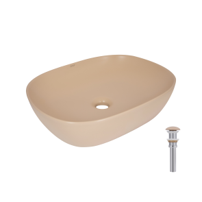 Раковина накладная Qtap Aquarius 470x380x120 мм, Beige, прямоугольная, с донным клапаном QTAQA188SB49781 №1