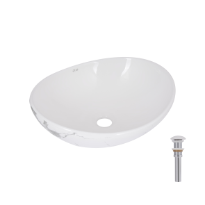 Раковина накладна Qtap Dove 415x340x140 мм, Marble, овальна, з донним клапаном QTDOV188SB49785 №1