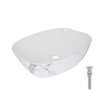 Раковина накладная Qtap Cardinal 500х380х140 мм, Marble, прямоугольная, с донным клапаном QTCAR188MR49826
