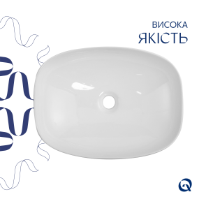 Раковина накладна Qtap Cardinal 500х380х140 мм, Marble, прямокутна, з донним клапаном QTCAR188MR49826 №4