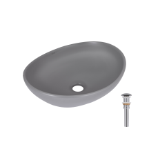 Раковина накладная Qtap Dove 415x340x140 мм, Stone grey, овальная, с донным клапаном QTDOV188SG49783