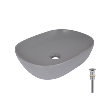 Раковина накладная Qtap Aquarius 470x380x120 мм, Stone grey, прямоугольная, с донным клапаном QTAQA188SG49780