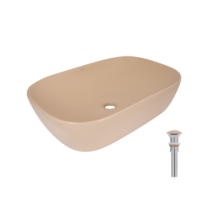 Раковина накладна Qtap Robin 600x390x150 мм, Beige, прямокутна, з донним клапаном QTROB188SB49787 №1