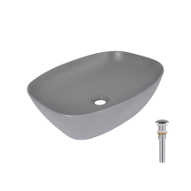 Раковина накладна Qtap Cardinal 500х380х140 мм, Stone grey, прямокутна, з донним клапаном QTCAR188SG49824