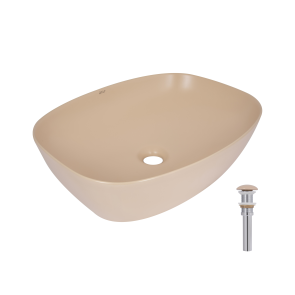 Раковина накладная Qtap Cardinal 500х380х140 мм, Beige, прямоугольная, с донным клапаном QTCAR188SB49825 №1